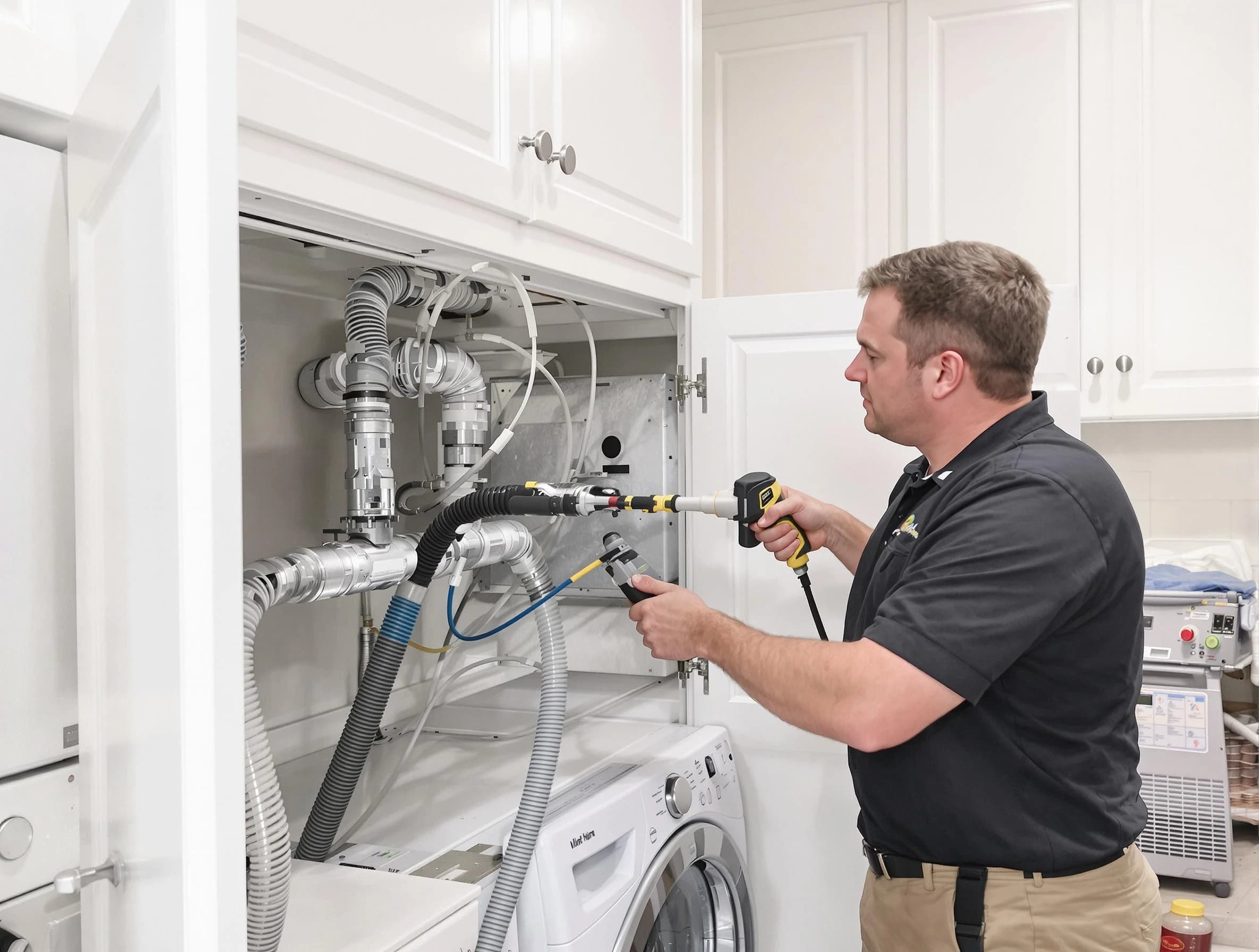 Worcester Dryer Vent Cleaning professional removing severe blockage from a clogged dryer vent in Worcester