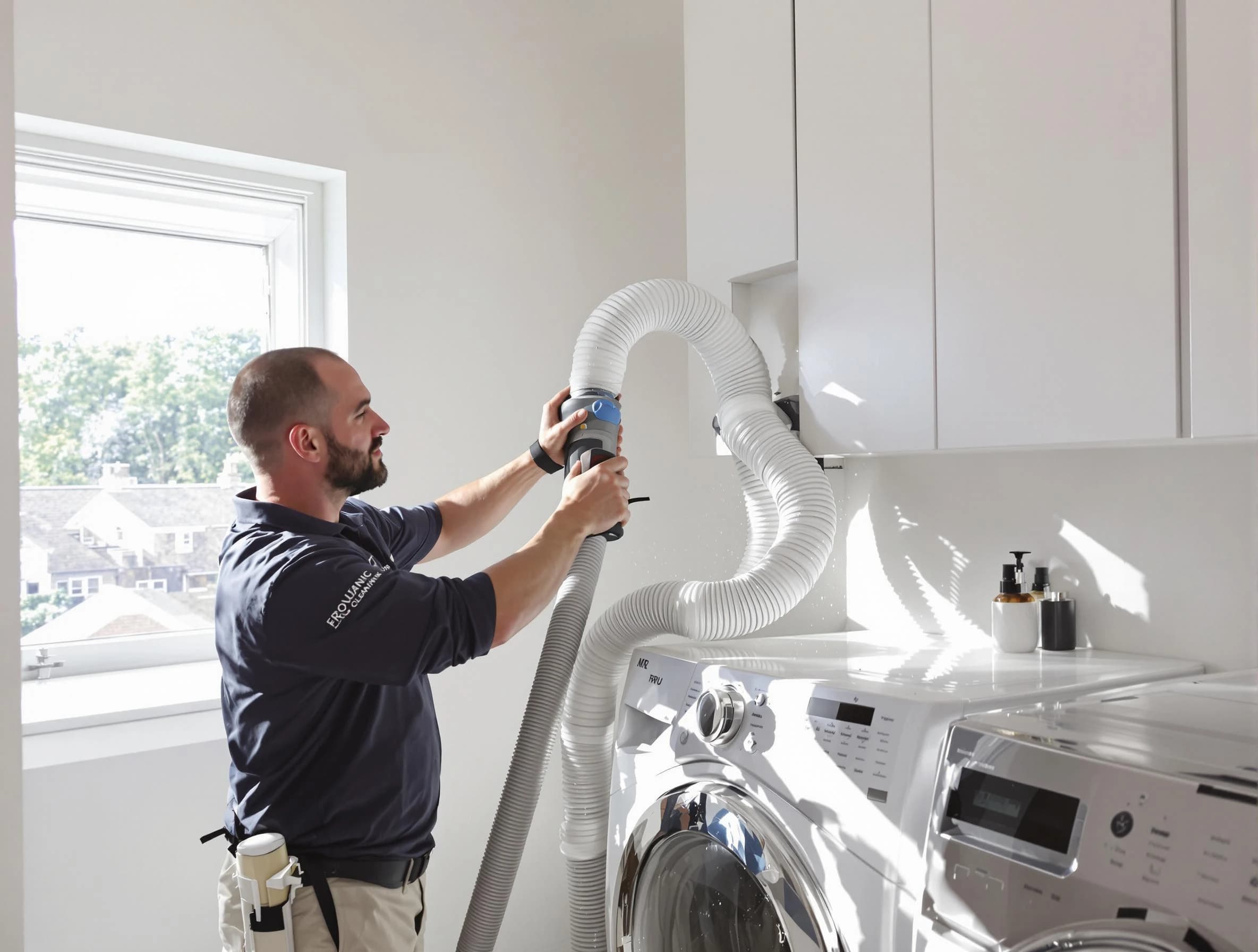 Certified Worcester Dryer Vent Cleaning technician performing dryer vent cleaning in Worcester