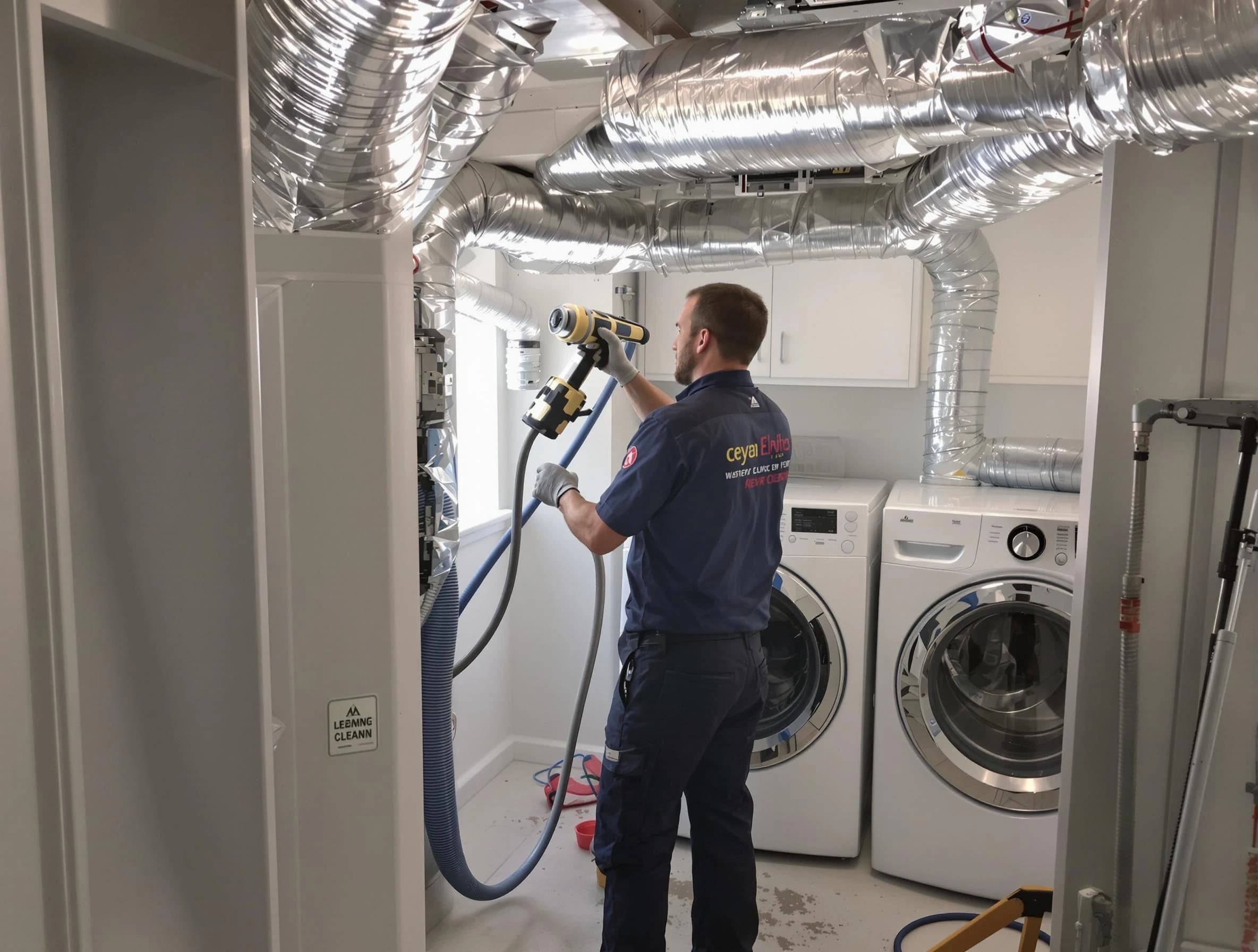 Worcester Dryer Vent Cleaning specialist using advanced equipment for thorough duct cleaning in Worcester