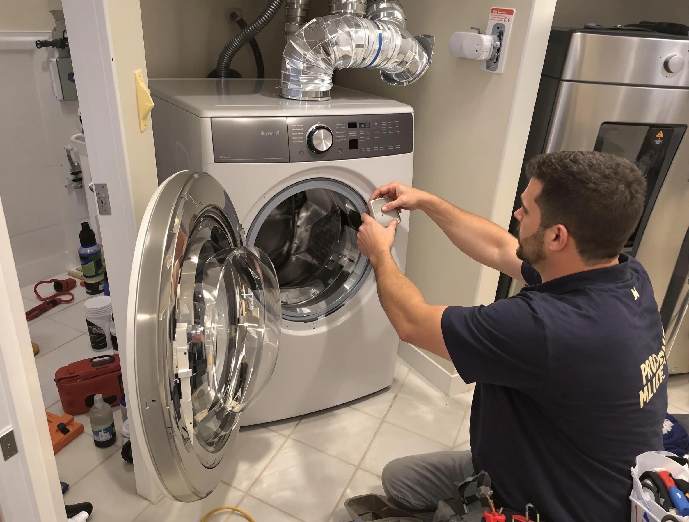 Worcester Dryer Vent Cleaning technician performing precise dryer vent hose installation in Worcester
